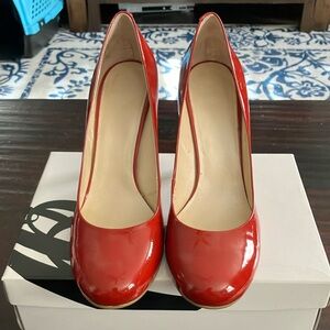 Elegant Nine West Red Patent Leather Heels